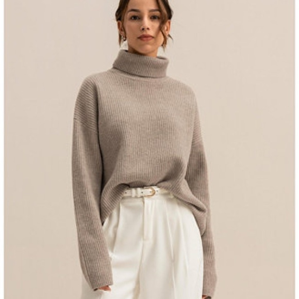 Elegant Taupe Turtleneck Sweater